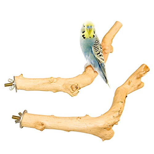 Roundler 5 PCS Bird Perch Wood Stand Pole，Bird Wood Perch Platform Exercise Playground Toy for Pet Parrot Budgie Parakeet Cockatiel Conure Lovebirds Cage Accessories Toys (H01)