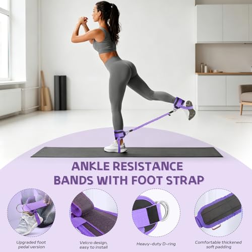 Set of Resistance Bands, Elastic Bands for Pedal and Handles, Ankle Pulleys Gym, Elastic Bands for Figure 8, Fitness Elastic Band for Abs at Home