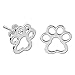 Sterling Silver Paw Print Stud Earrings