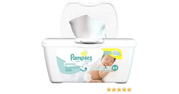 64 wipes 7.0in x 7.0in Pampers stages Sensitive Baby wipes (037000195054)