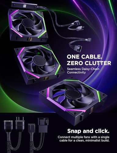 AsiaHorse Nyota Pro 120mm Case Fan, PC Fan 120mm Daisy Chain, ARGB PWM 2000RPM Quiet, High Airflow Case Fan, Standard Fan Blade