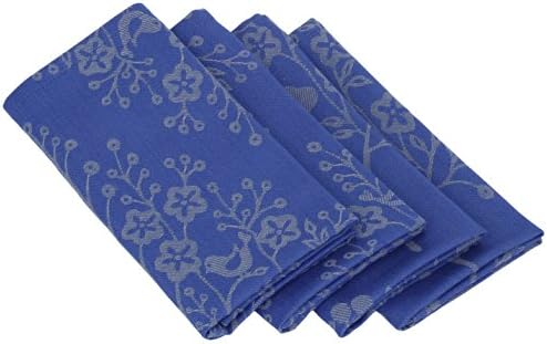 Mahogany T417NP Square Tree of Life Jacquard Napkin, 19 by 19-Inch, Denim/Grey, Set of 4