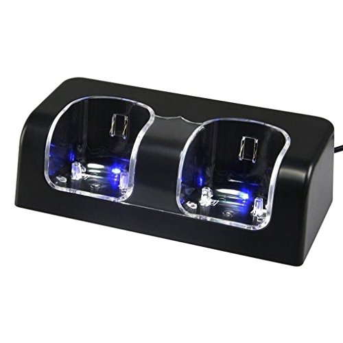 Charging Station for Wii,Bigaint Dual Charge Stock with 2x Rechargeable Batteries & LED Light Wii/Wii U Remote Control-(Wii Controller not Included)Black