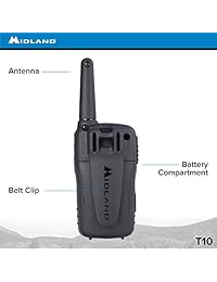 Walkietalkie FRS T10 X-Talker T10 de 22 canales - Radio bidireccional de hasta 20 kilómetros de alcance, 38 códigos de privacidad y alerta meteorológica (paquete de 3) - Negro