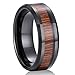 Mens Womens 8mm Black Tungsten Carbide Ring KOA Wood Vintage Wedding Engagement Promise Band Comfort Fit