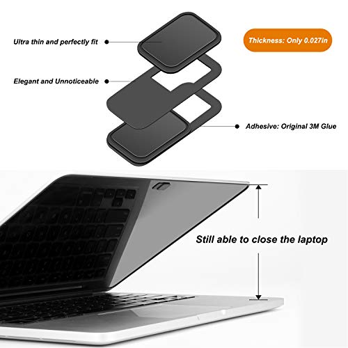 YILIJIE Laptop Webcam Cover, 0.027In Ultra Thin Laptop Camera Cover Strong Adhesive Security Webcam Privacy Cover Slide Blocker for MacBook Pro/Air, iMac, PC, Ipad, Smartphone, Echo Spot (S-9Pack)