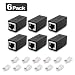 RJ45 Coupler, Ethernet Coupler, 6 Pack Ethernet Cable Extender Adapter for Cat7/Cat6/Cat5e, Female to Female, Support 100BASE-TX (Black-6 Pack) (Black) primary
