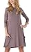 Zero City Womens Casual Pockets Plain Flowy Simple Swing T-Shirt Loose Dress, A04, Medium