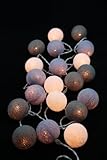 Grey Set Cotton Ball String Lights Fairy Party Decor Wedding Bedroom Garden Spa and Holiday Lighting