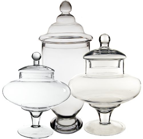 CYS EXCEL Candy Jar, Glass Apothecary Jars, Set of 3 ...