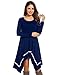 Meaneor Casual Dress for Women, Womens Long Sleeve Casual Irregular Hem Loose Tunic Shirt Dress for Her(Navy Blue,XL)