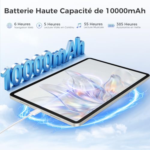 RebotAi Tablette 12.2 Pouces Android 16 Tablette, 32Go RAM+256Go ROM, Octa-Core T7300, 2400 * 1600 IPS, 10000 mAh Tablette Tactile 5MP+16MP/Widevine L1/Gemini AI/Étanchéité IP54