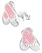 Hypoallergenic Sterling Silver Pink Ballet Slippers Stud Earrings for Kids (Nickel Free)