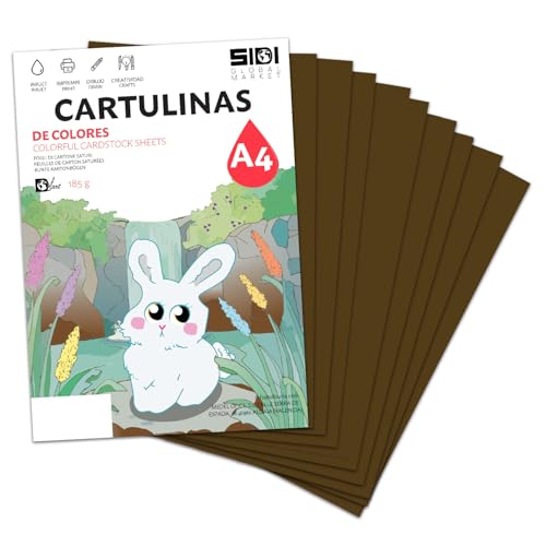Cartoncino A4 Marrone 185 g Carta cartoncino per lavoretti creativi, Scrapbooking, stampante inkjet e laser, uso scolastico e scuola – SIDI (marrone, 125h)