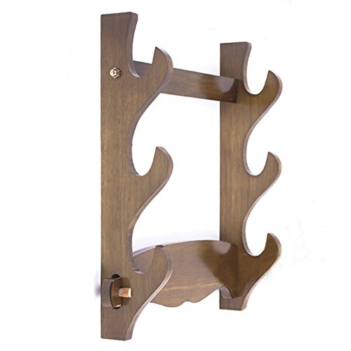 Wood Wall Mount Samurai Sword Katana Stand Hanger Bracket Support Holder 3 Layer