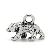 Housweety 50 Silver Tone Polar Bear Charms Pendants 16x12mm