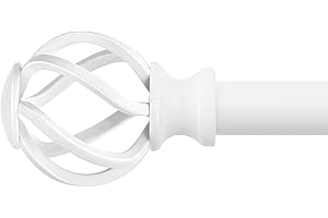 VOIIY Curtain Rods for Windows 36 to 72 Inch(3-6 Feet),3/4" Diameter White Drapery Rods with Twisted Cage Finials,Size:36-72 Inch