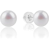 MIKOSTRA earrings studs for women pearl earrings Sterling Silver AAAAA+ Hypoallergenic Freshwater Cultured Handpicked with Genuine Cultured pearl studs Birthday Wedding Jewelry Valentine's Day Gift