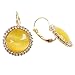 Navachi 18k Gold Plated Crystal Yellow created-opal Round Az1009h Leverback Hoop Earrings