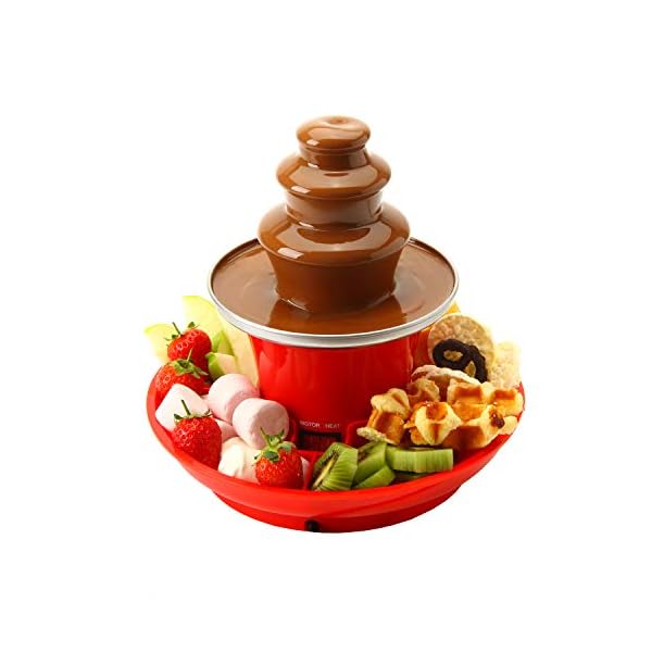 Global Gourmet Chocolate Fountain Mini Fondue Set with Party Serving Tray Included | Electric 3-Tier Machine with Hot…