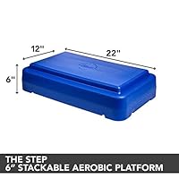 The Step 6" Stackable Blue Aerobic Exercise Non-Slip Platform with Nonskid Feet to Prevent Sliding