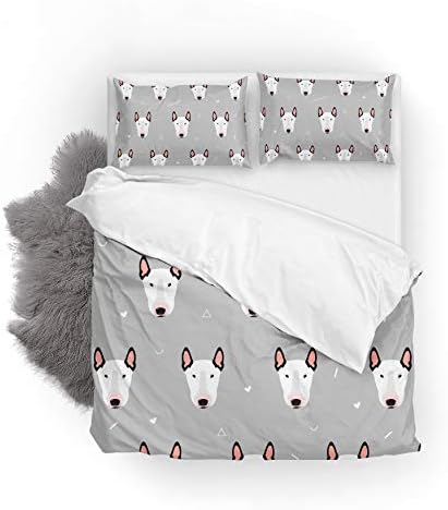 La Random Little Bull Terriers Soft Bedding Duvet Cover Set Comforter Cover 2 Pillow Shams 3 Piece Set Queen