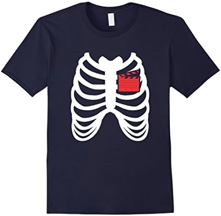 Mens Rib Cage Clapperboard Funny Filmmaker Film T Shirt Gift Small Navy