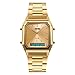SKMEI Gold Digital Watch for Men Women Analog Digital Display Stainless Steel Waterproof