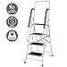 Giantex 2 in 1 Non-slip Step Ladder Folding Stool w/Anti-Slip Handrails Grip and Additional Metal Bars 4 Step Ladder for Home and Office Use 62.5''H