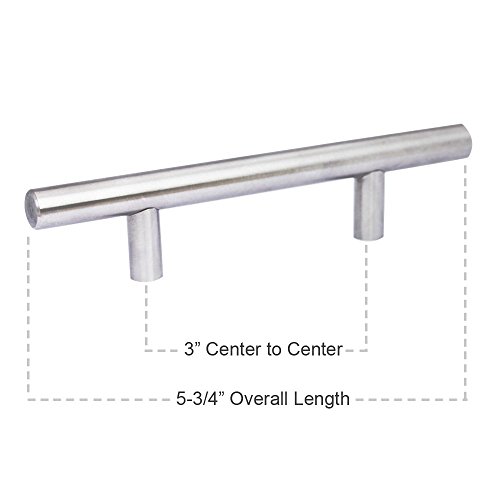 25 Pack - Hamilton Bowes Satin Nickel Cabinet Hardware Pull Handle - 3" (76mm) Hole Centers - 5-3/4" Overall Length - Euro Style