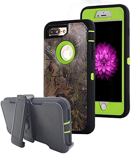 iPhone 7 Plus Case,iPhone 8 Plus Case, AIKIN Heavy Duty Hybrid Defender Military Grade Impact Shockproof Armor Camouflage Case with Built-in Screen Protector Belt Clip for iPhone 7/8 Plus (F/Green)