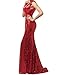 LanierWedding Women's Mermaid Bridesmaid Prom Dresses With Sequins - Plus Size 10 Red