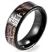SHARDON Men's 8mm Black Titanium Ring Mens Wedding Bands Contrasting Engraved Crosses and Brown Camouflage Inlaid Christian Ring