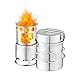 Qunlei 304 Stainless Steel Camping Cookware Set with Wood Stove, Complete Lightweight Outdoor Camping Hiking Backpacking Cooking Picnic Cookware Mess Kit for 1-2 Adult