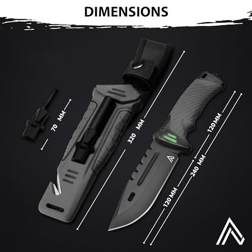 naifu® - The Hunter X Outdoor Messer Jagdmesser 12 CM - mit Kydex Holster - Bushcraft Messer - Perfektes - Feuerstarter und Schleifstein enthalten thumbnail 3