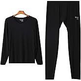 IYUNYI Men's Thermal Underwear Set, Ice Silk Feeling Long Johns, Winter Thin Base Layer Top & Bottom