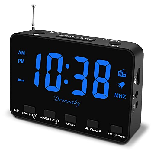 DreamSky Alarm Clock Radio with USB Port, Small Digital Clock with