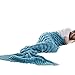 Fandian Crochet Mermaid Tail Blankets Photo Prop for Adults Women Teens Blue (Blue)