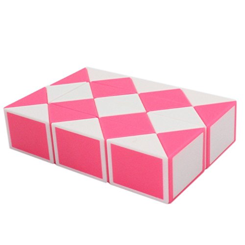 Mipartebo Magic Snake Ruler Cube Puzzles 24 Wedges Brain Teaser Twist Toys White and Pink