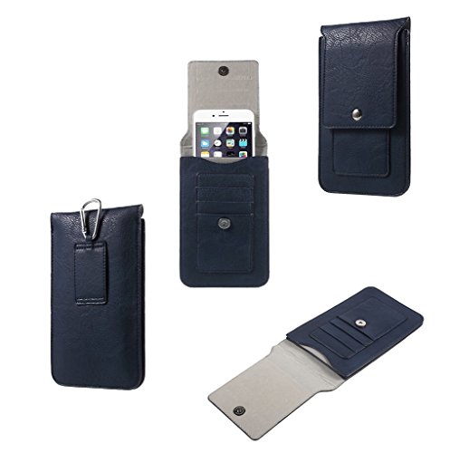 DFV mobile - Belt Case Cover Premium Synthetic Leather Vertical and Card Slots for => Runbo F1 Quad Core > Blue