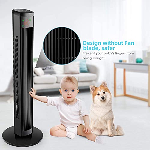 Quiet Tower fan 36 Inch, 45W Stand Fan with Remote Control Touch Panel, 4 Speed Levels and 2