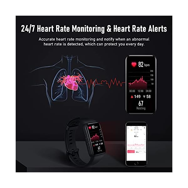 HONOR Band 6 Fitness Tracker Smart Watch, 1.47" Touch Screen 14 Days Battery Life Activity Tracker with SpO2 Heart Rate and Sleep Monitor Men's Smart Watch for Android IOS, Black