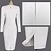Leezeshaw® Women Casual Stretchy O-Neck Long Sleeve Fold Slim Pencil Dress White