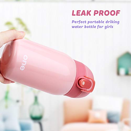 Kids Water Bottle Thermoses Rainbow Water Bottle Cup Metal Stainless Steel Vacuum Insulated Water Flask for School Kids Girls Lunch Box Leak Proof BPA Free No Straw (Pink 9oz) - Thumbnail 2