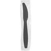 Karat U3531B 7.5" Poly-Wrapped Heavy-Weight Disposable Knife, Black (Pack of 1000)