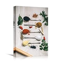 Canvas Wall Art Spices Farmhouse/Country Food Fun Kitchen Multicolor Photography Spices - 12x18 inches