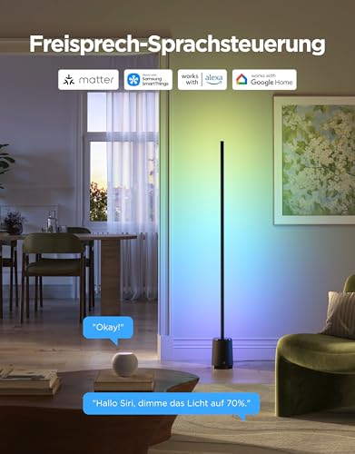 Govee Floor Lamp 3 Lite RGBICWW, 1400 lm Living Room Floor Lamp, 152 cm LED Reading Lamp, Dimmable with Music Synchronization, 105+ Scenes and 12 Music Modes, Compatible with Alexa Matter and