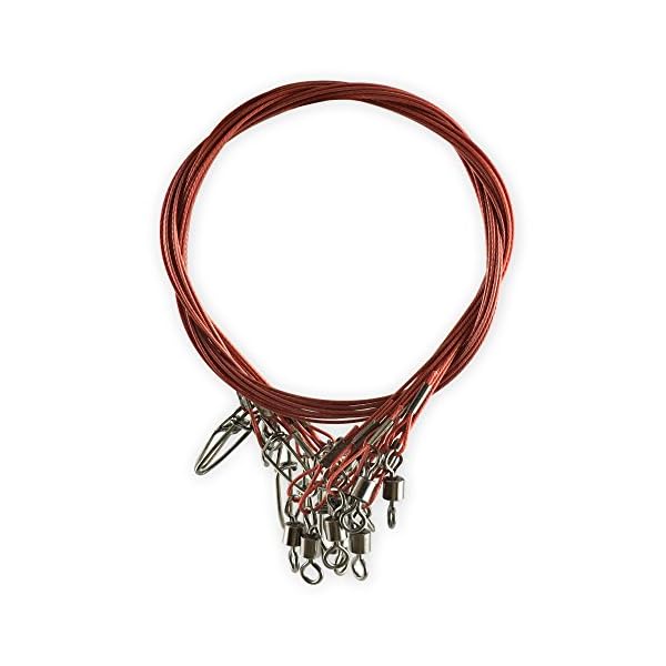 Muzata-10PCS-Fishing-Stainless-Steel-Trace-Wire-Leader-Spinner-Swivel-Line-197Inch-Length-50pound-Tested