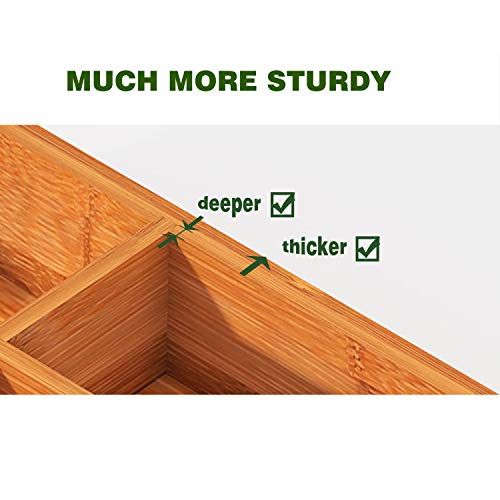 BAMEOS Drawer Organizer Bamboo Silverware Holder, Cutlery Tray 9.76