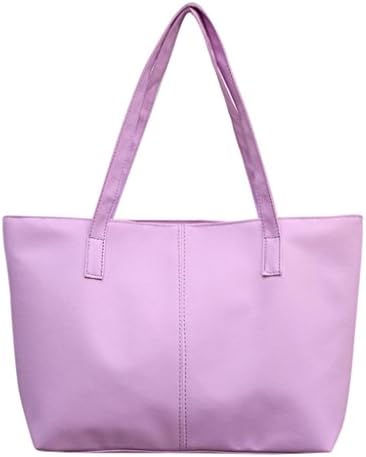 Clearance! Nevera Women Ladies Leather Large Shoulder Bag Tote Purse Travel Bags (Purple)